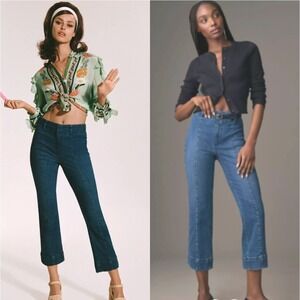 PILCRO by Anthropologie Slim 70s High-Rise Crop Women's Wide‎ Leg Jeans Blue 31P